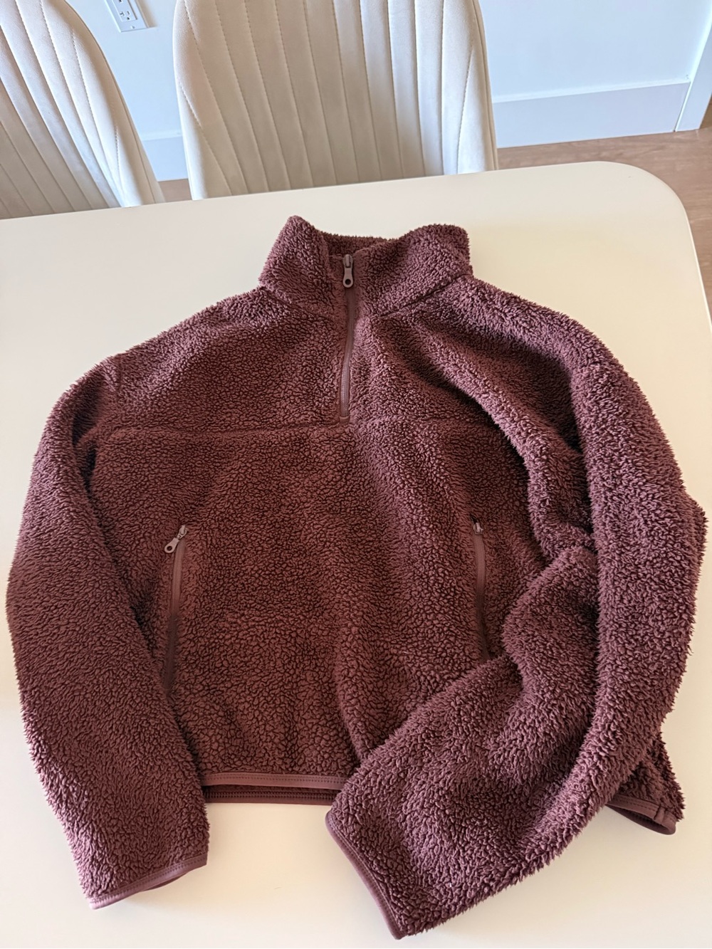girlfriend collective Maroon Sherpa Half-Zip Pullover